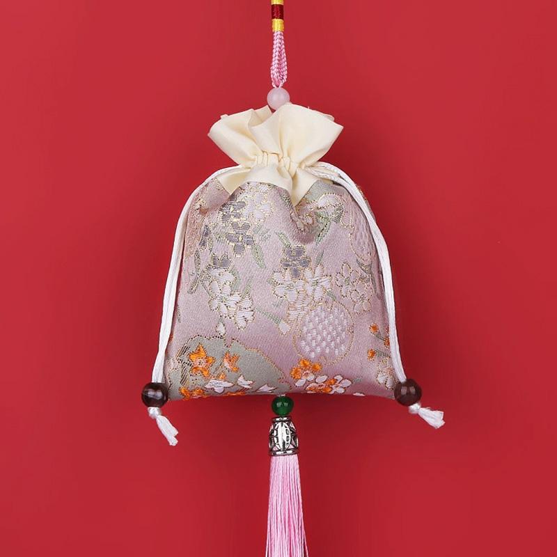 

1PC Gift Bags Elegant Traditional Brocade Reusable Storage Pouches Jewellery Bag Flower Satin Drawstring Embroidery 8*12cm