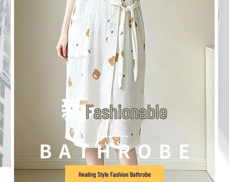 Summer Cotton Gauze Bathrobe and Skirt Pajamas