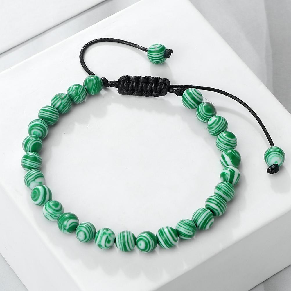 4 6 8mm Malachite Beaded Bracelet Natural Stone Green Blue Braided Bangles Handmade Healing Bracelets Jewelry Gifts for Friends
