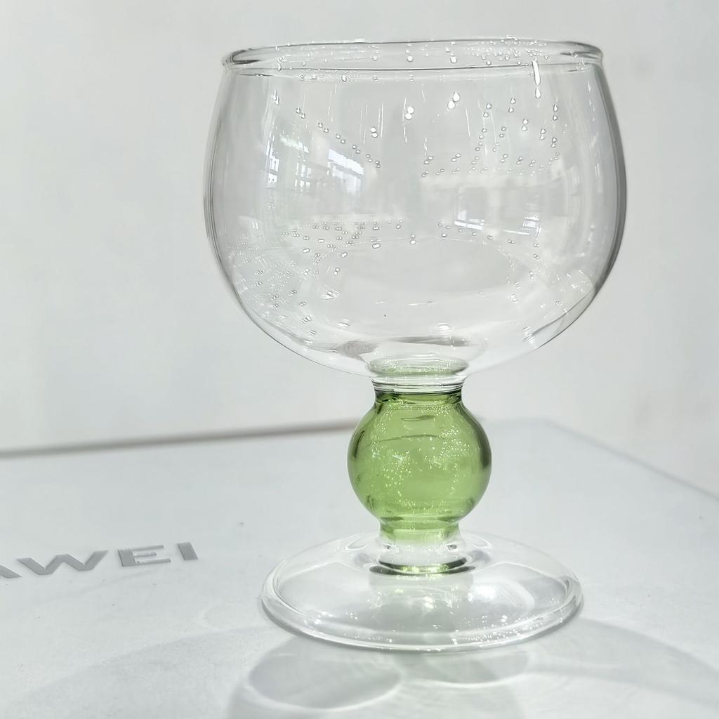 Green Ball Stemmed Decor Glass Cup Goblet Glasses Heat-resistant Cute High Borosilicate Dessert Ice Cream Bowl Festival Gift