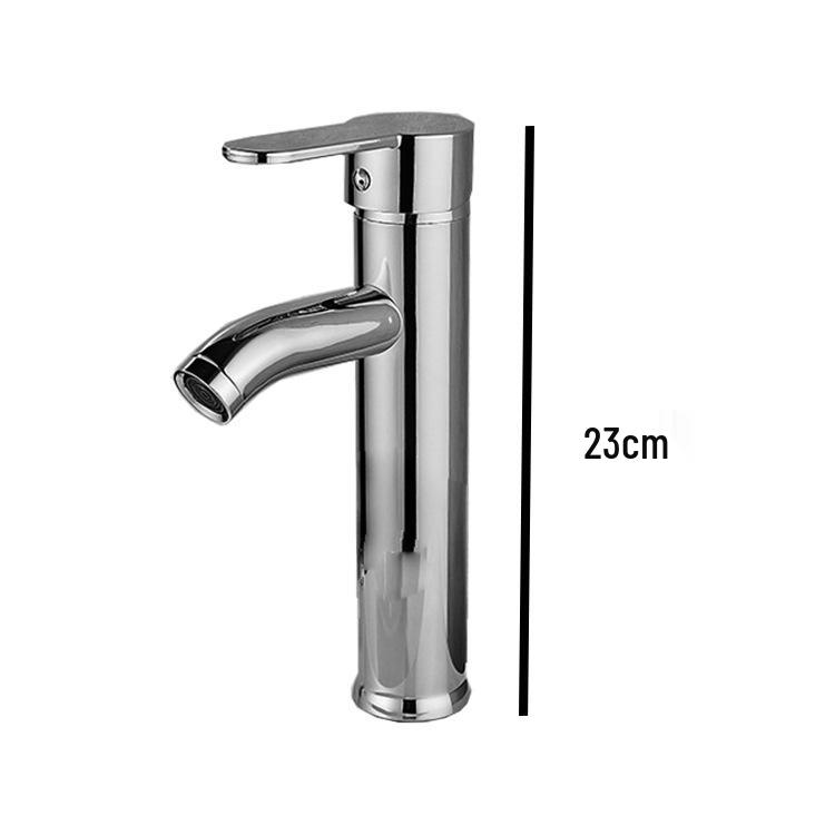 Electroplated Stainless Steel Bathroom Faucet with Bent Spout for Hot and Cold Water