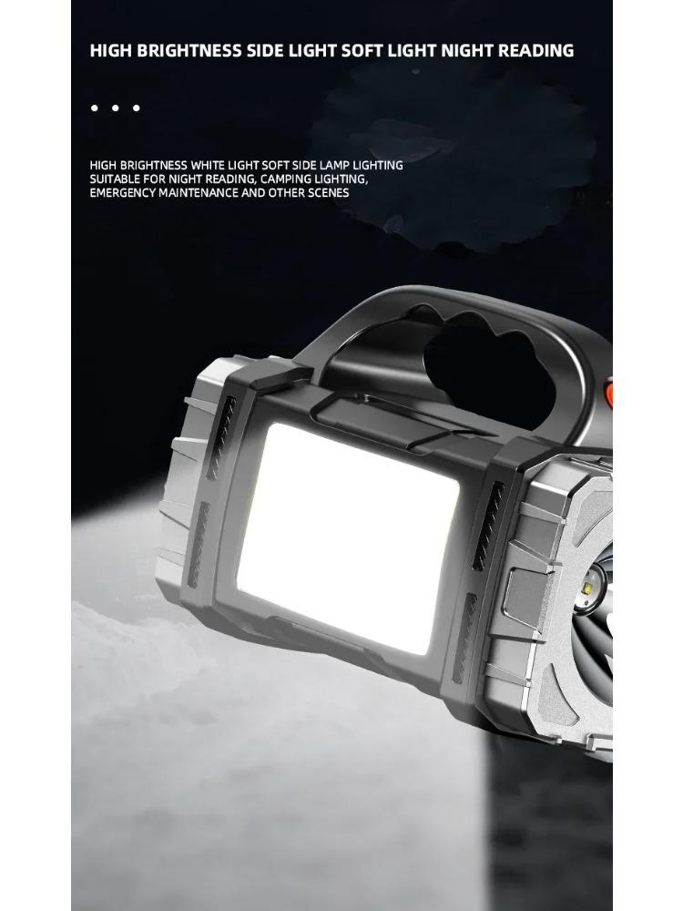 2026 Powerful LED Flashlight USB+Solar Rechargeable Flashlight COB Outdoor Camping Torch Portable Searchlight Power Bank Outdoor