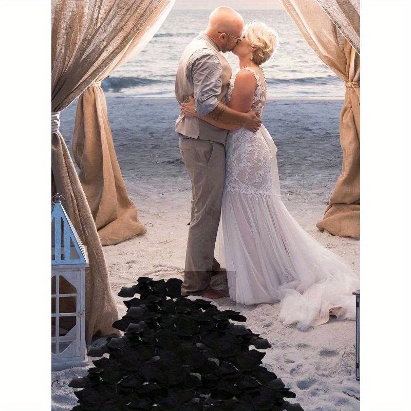 2000pcs- Rayon Rose Petal Decoration Rose Petal Black For Wedding Party Halloween Decoration, Gift Box Filler, Rose Ya Romantic, Rose Petal Proposal