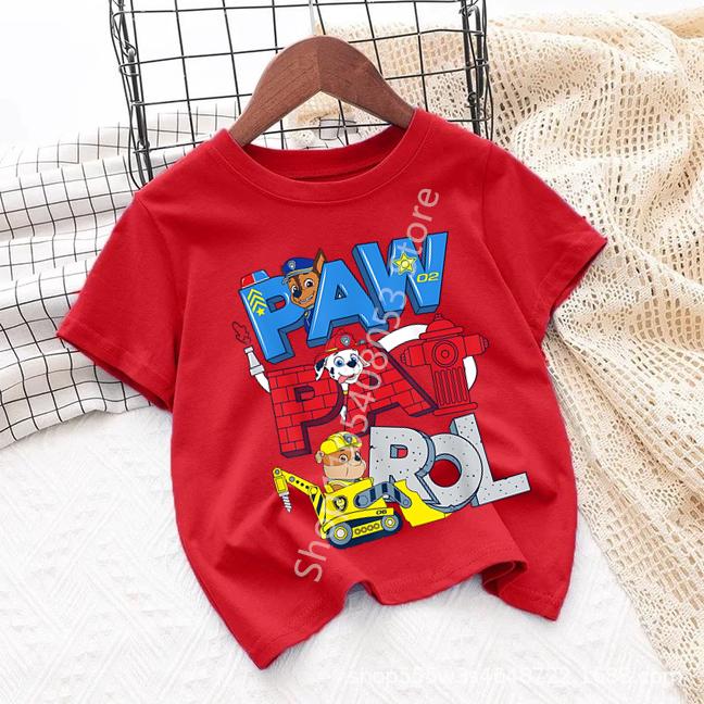 Paws Patrols Cool TShirt Skye Chase Summer Oneck Tops Boy Girl Number Tees Animal Baby Birthday Clothes Cartoon Casuals Tops