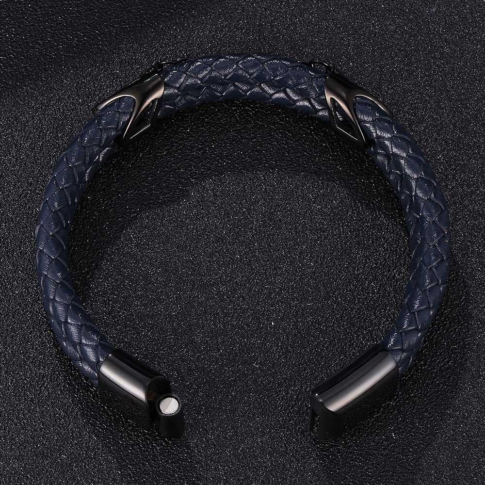 Men Jewelry Multilayer Braided Leather Bracelet Handmade Bracelet Black Stainless Steel Clasps Men Wrist Bangles