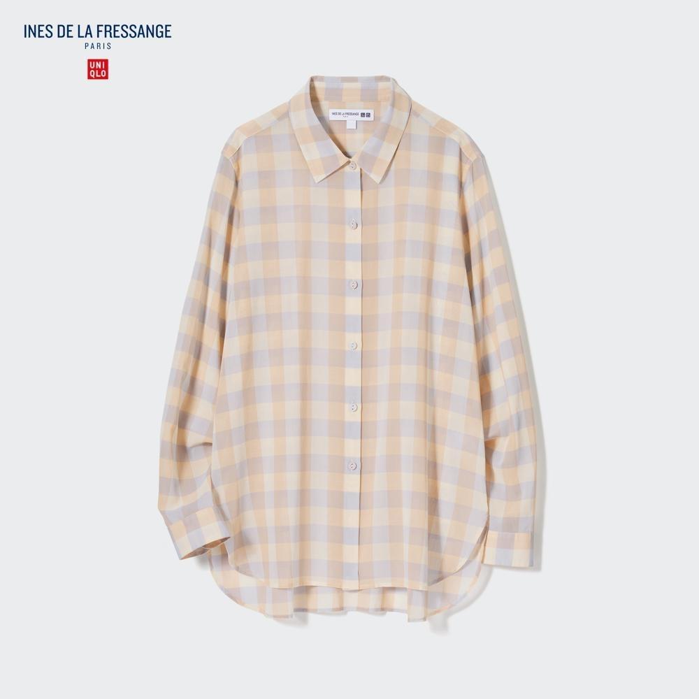

Рубашка в хлопковую прозрачную клетку UNIQLO с длинными рукавами INES DE LA FRESANGE