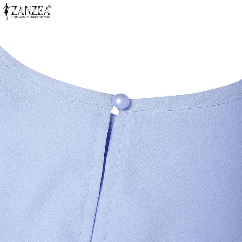 ZANZEA Kvinner Casual Falsk Todelt Chiffon Patchwork Langermet Lang Kjole