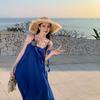 French Blue Suspender Dress Children Spring and Summer 2026 New Sanya Seaside Vacation Temperament Thin Dress