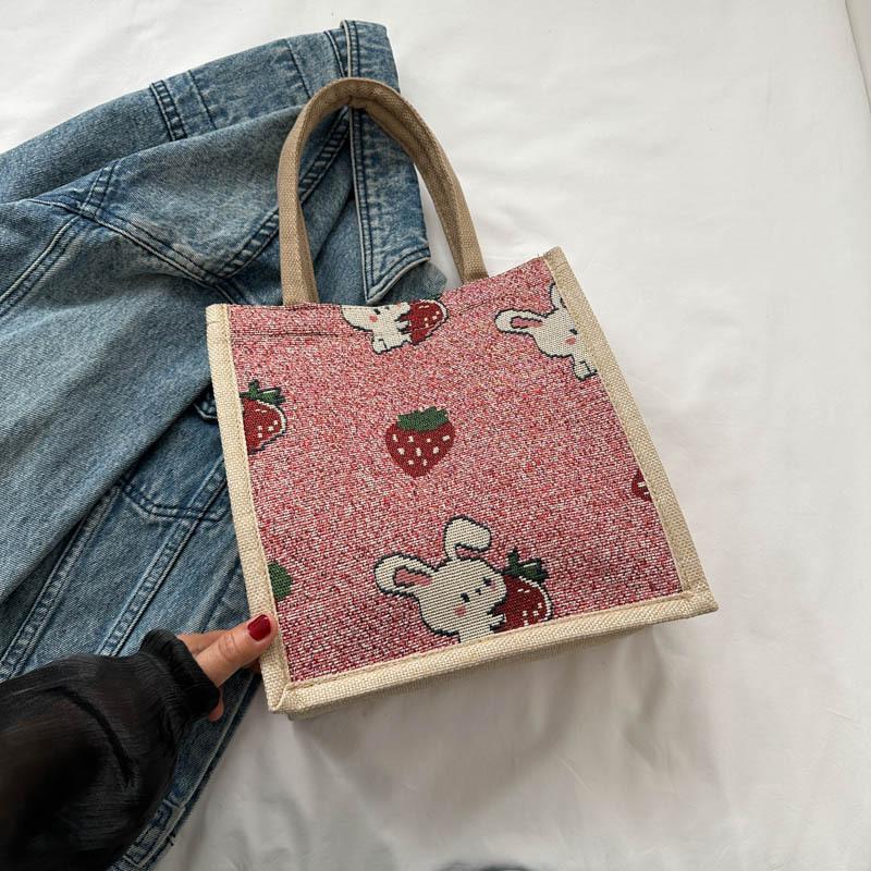 Large Capacity Commuting Bag for Women New Fashion One-shoulder Tote Bag Ethnic Style Student Handheld Class Bag Trend