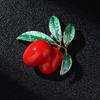 Koreańska Moda Emaliowana Broszka Wiśnia i Gałązka Oliwna - Damska Przypinka Dodatkowa