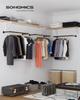 SONGMICS Wall-Mounted Clothes Rail, Industrial Pipe Hanging Rail for Clothes, Space-Saving, Heavy-Duty, 92 x 30 x 7.5 cm, Easy Assembly