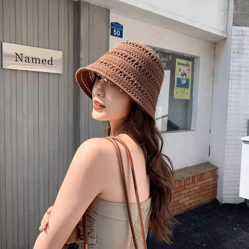 

Японская Универсальная, Вязаная Ажурная, Шляпа-рыбак, Женская, Весна и Лето, Новая модель 2025, Дышащая, Солнцезащитная шляпа, Шляпа-ведро