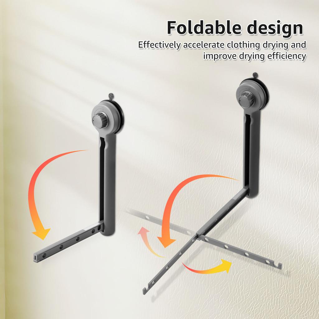 No Punching Drying Rack Aluminium Alloy Suction Cup Clothes Rack Folding Drying Rack Wall Mounted Suction Cup Laundry Hanger