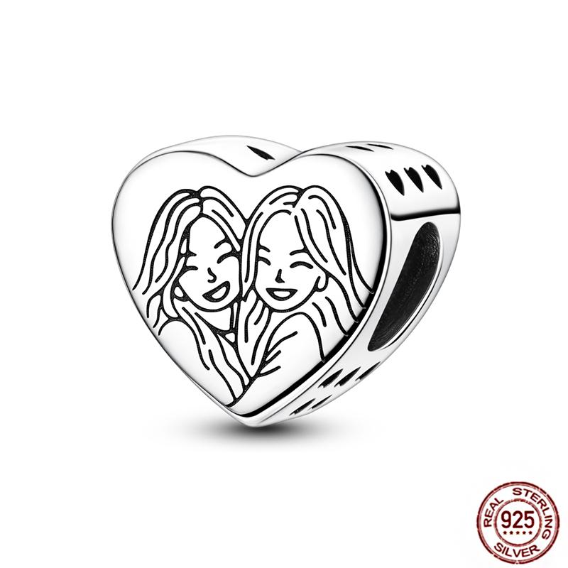 Copper Love Heart-Shaped Family Boy Girl Pet Charms Fit Original Pendant Bracelet Friendshipbeads Diy Jewelry
