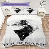 Custom Name Black Cat Majesty Bedding,Quilt Set Quilt Cover Pillowcase Home Birthday Gift(1 * duvet cover + 2 * pillowcase, without core)_lx