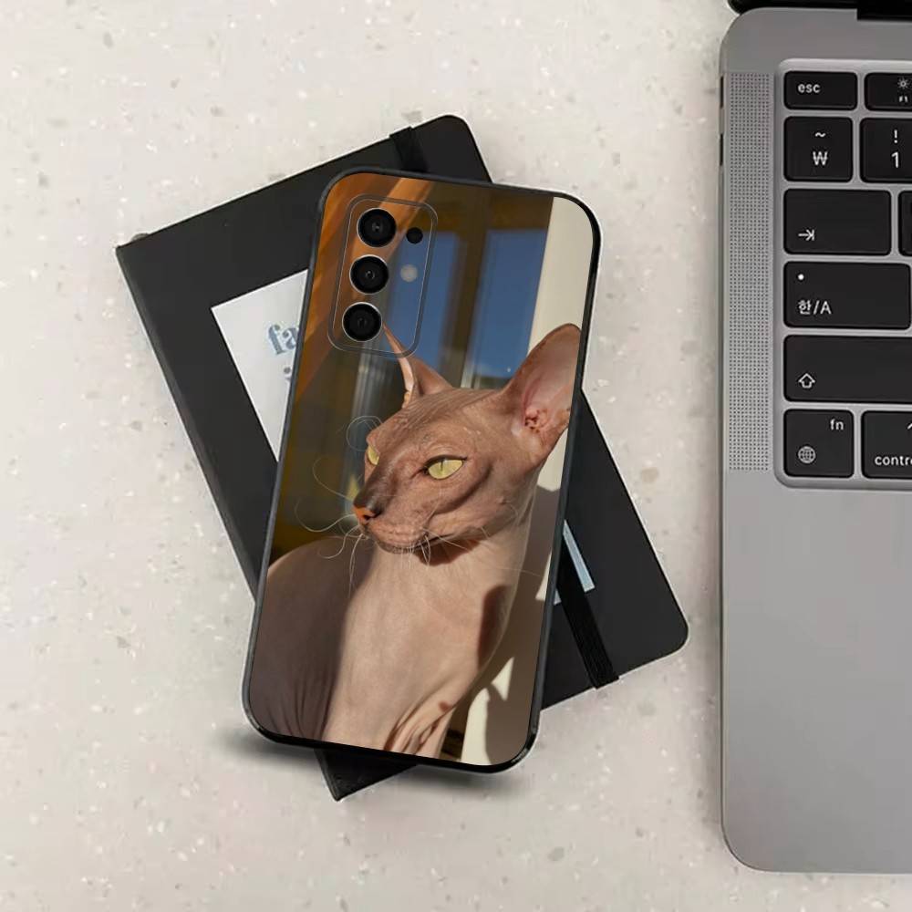 Pet Sphynx Sphinx Cat  For Samsung Galaxy A53,31,52,72,41,Note,J7,8,9,5G,22,73,32,71, Soft Black Silicone Case