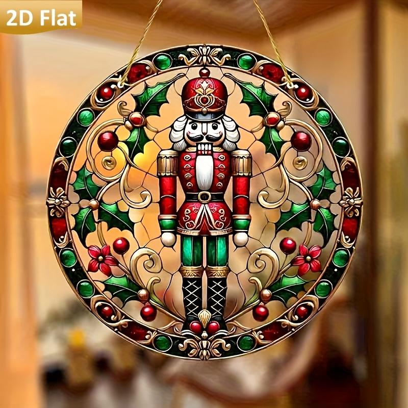 Nutcracker Suncatcher. Acrylic with Golden Accents & Holly for Indoor/outdoor Holiday Gifting.