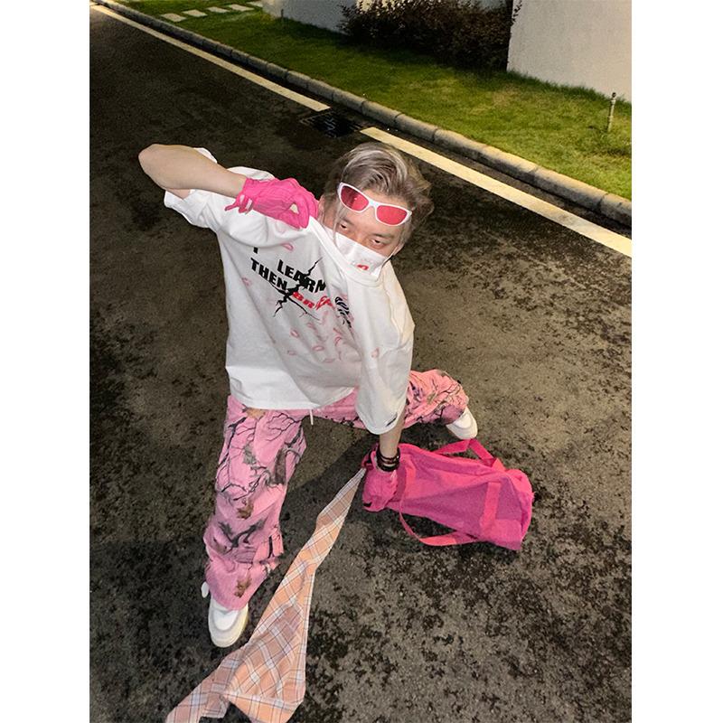 Dopamine Retro Camouflage Graffiti Pants – Unisex Loose Fit for Spring & Autumn