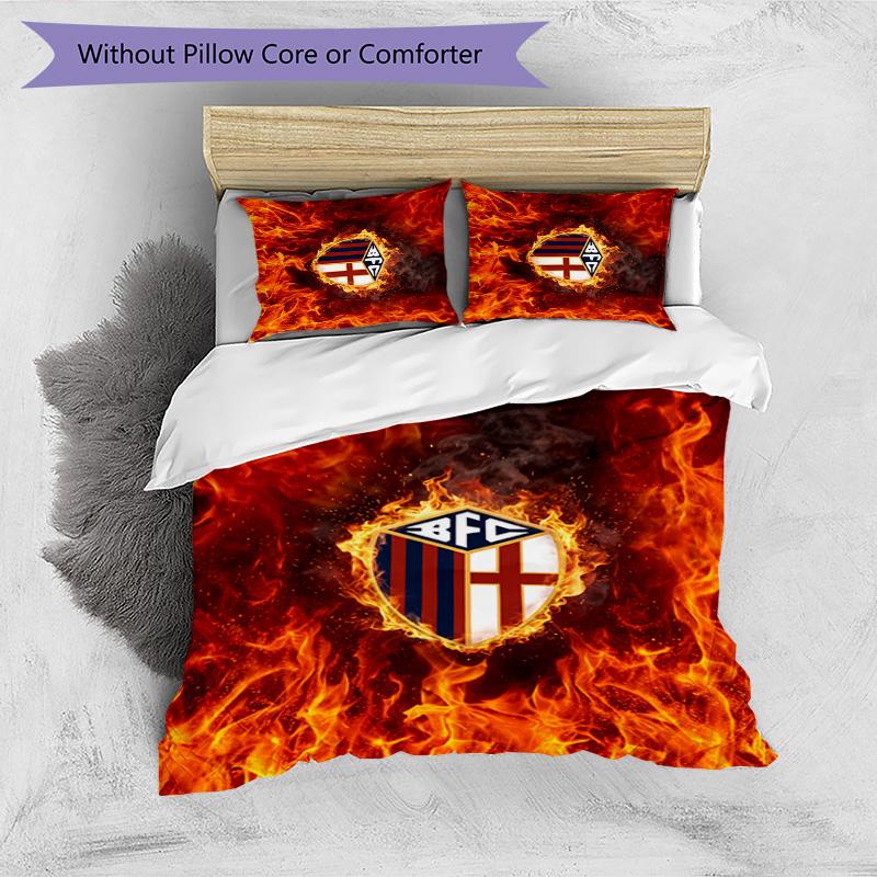 Bologna FC Printed 3PCS Bedding Set Breathable Duvet Cover with Pillowcases Decorative Bed Linen for Bedroom Home