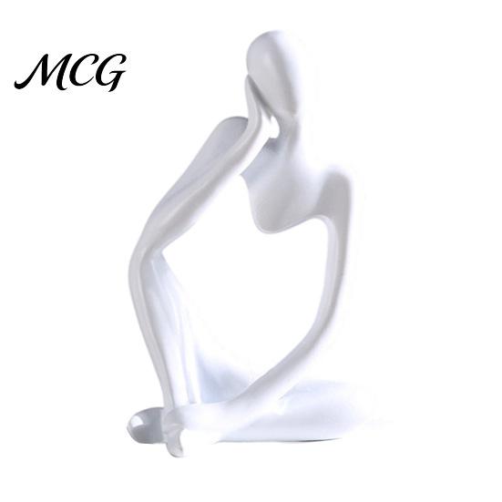 Minimalist Art Statue Thinker Statue, Modern Abstract Sculpture, 3D Printed Home Office Decoration Collectible Figurine for Bookshelf Desktop