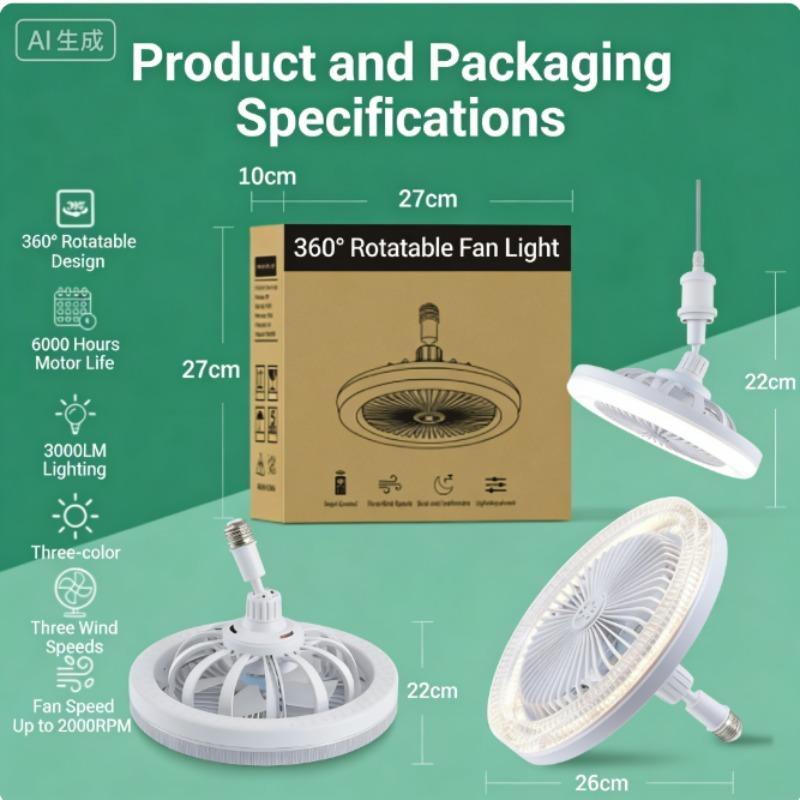 E27 Low Profile Ceiling Fan Lamp 3 Color Dimmable LED Fan Light for Indoor Living Room Bedroom Home Decorative Lighting Lamp
