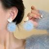 Silver Needle Heart Pompon Pendant Earrings - Fresh, Sweet, Versatile Design for Women