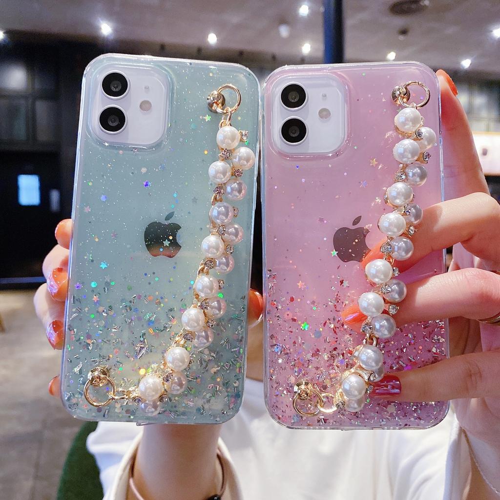 Applicable To Apple 13ProMax Fresh Pearl Chain 12promax Mobile Phone Case iPhone8plus New Model