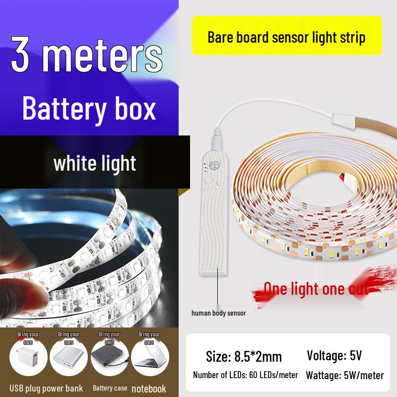 USB Rechargeable Motion Sensor LED Strip Light: Ultra-thin, Self-Adhesive, Wireless Night Lighting