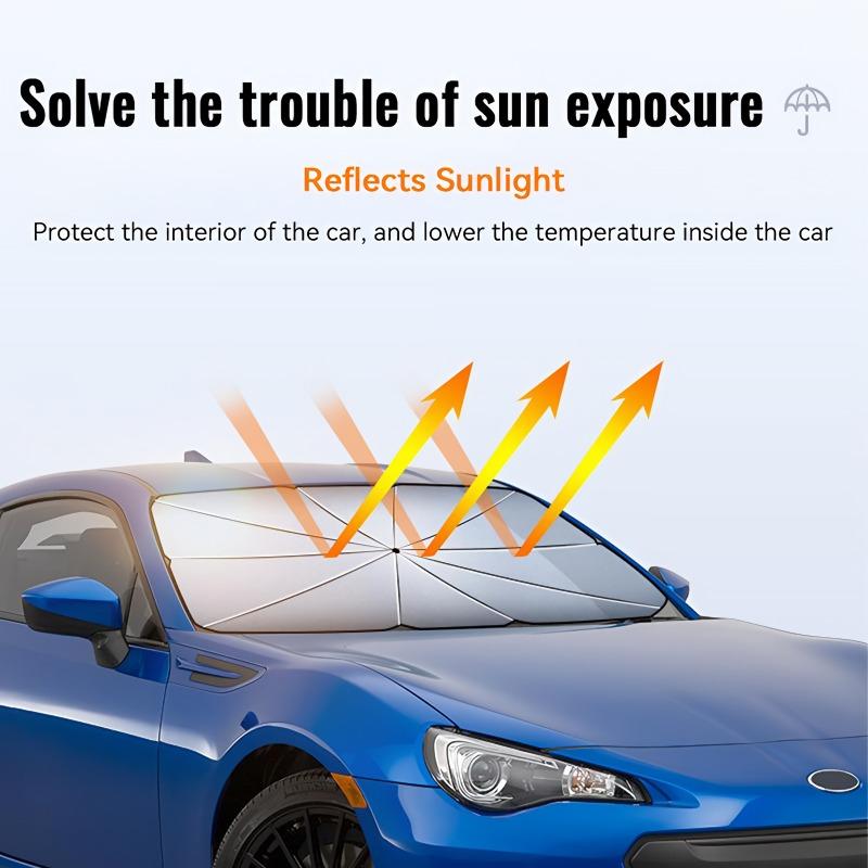 Car Windshield Sunshade, 1 Count Portable Foldable Car Umbrella Sunshade, Heat Insulation Coated Umbrella, Suitable for Sedan