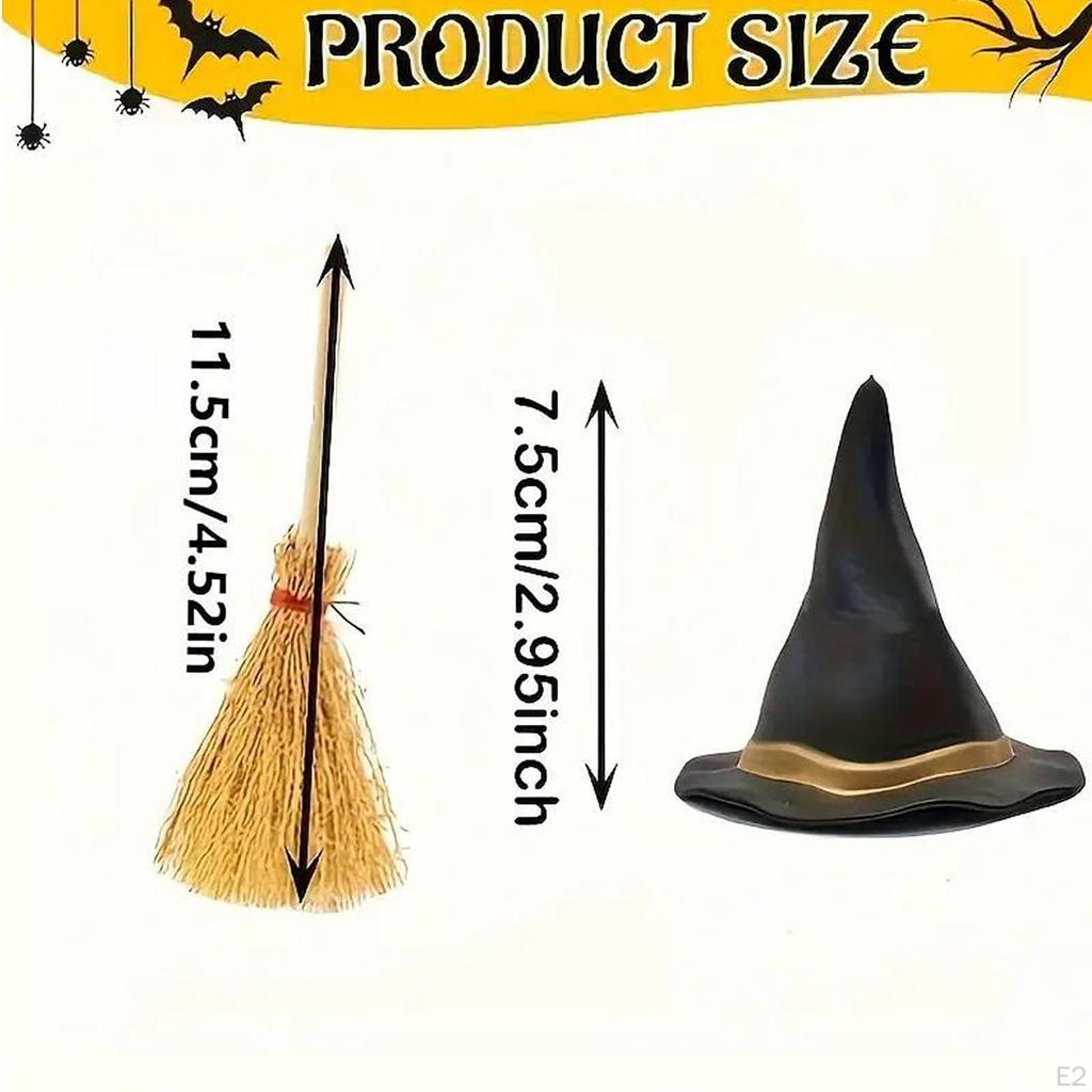 Mini Witch Hats and Brooms Party Favors Cosplay Hair Accessories DIY Crafts