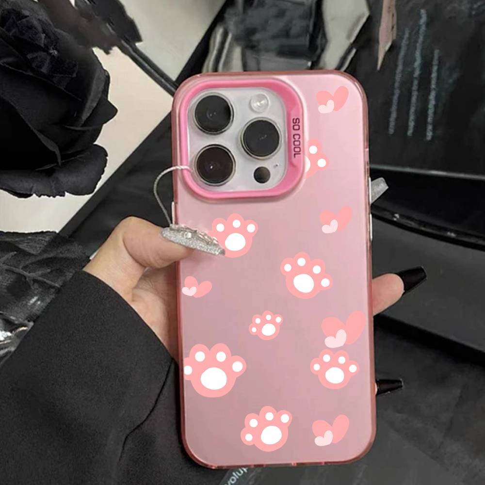Cute Bear With Cat Paws  Phone Case For IPhone 16 17 15 14 12 13 Pro Max white Color Shockproof Cover