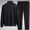 Men's 2024 Autumn Casual Dadwear: Plus Size Loose Cardigan Sweatshirt & Long Pants Two-Piece Sports Set