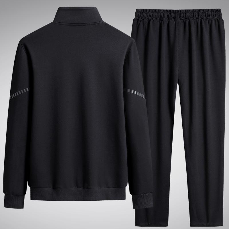 Men's 2024 Autumn Casual Dadwear: Plus Size Loose Cardigan Sweatshirt & Long Pants Two-Piece Sports Set