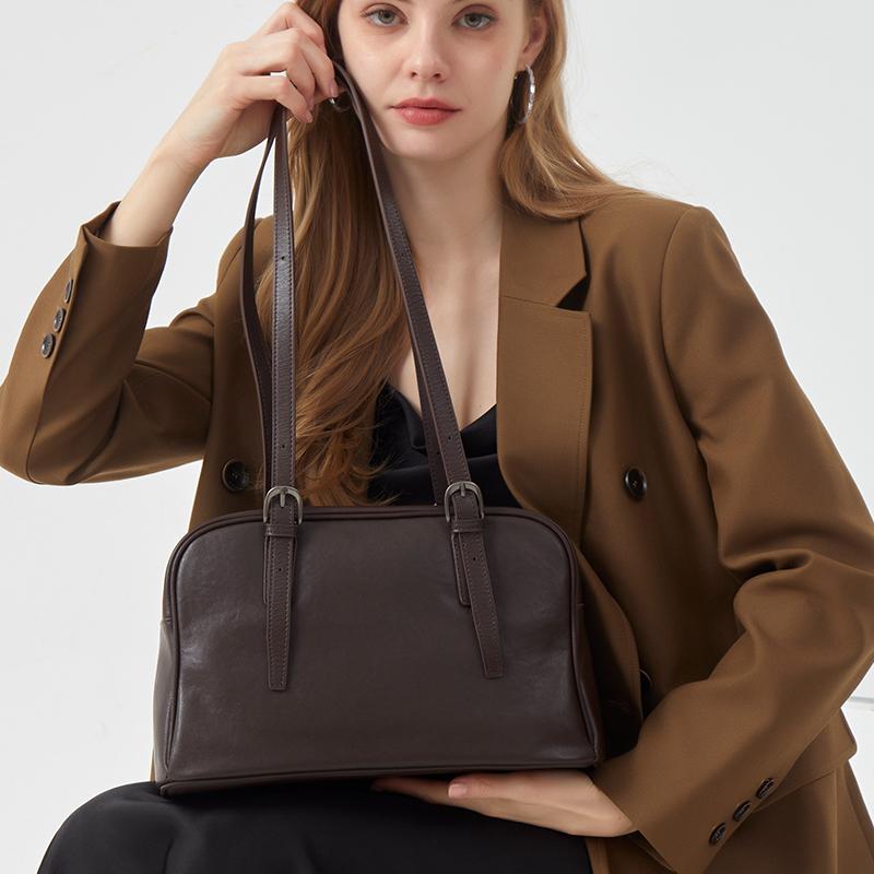 Women's Retro Large Capacity Cowhide Bag Ladies Cow Genuine Leather Shoulder Bags Female Classic Designer Luxury Handbags Lady