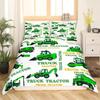 Cartoon Garbage Truck Duvet Cover Green Trash Truck Bedding Set Green Vehicle Car Comforter Cover Garbage Truck Toy Quilt Cover