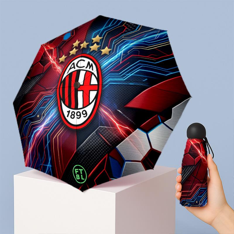 Parapluie Pliant Compact Mini 5 Plis 8 Baleines Imprimé Motif AC Milan Coupe-vent Imperméable Léger Portable