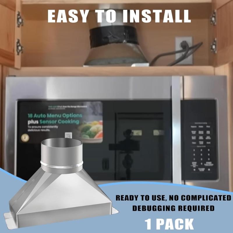 Steel Vent Transition Duct Round Exhaust Includes Installation Accessories Strong Rustproof Adapters for Microwave Use