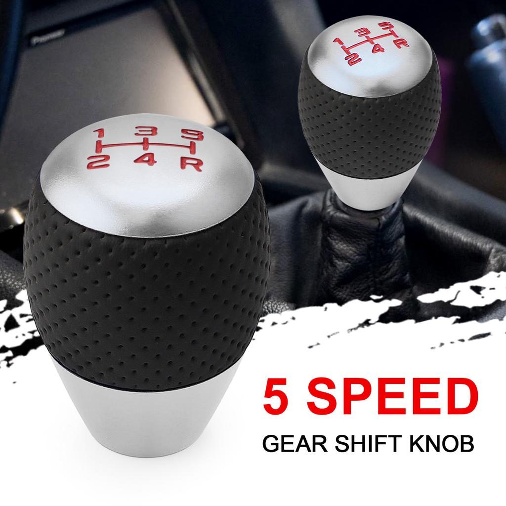 5 Speed Car Gear Shift Knob Leather Aluminium Universal Knob Shift Head With M8 M10 M12 Adapter Shift Lever Gear Level
