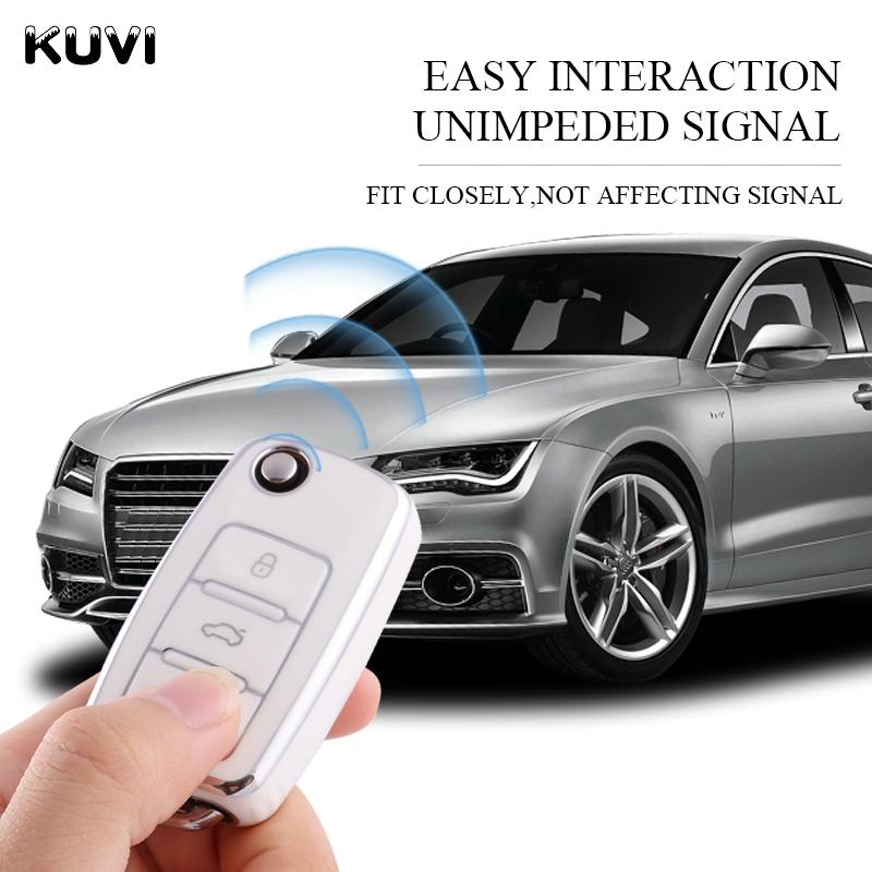 Tpu Car Flip Key Case Cover Shell For Volkswagen Vw Polo Golf Passat Tiguan Beetle Caddy T5 Up Eos Skoda Octavia Seat Leon Altea