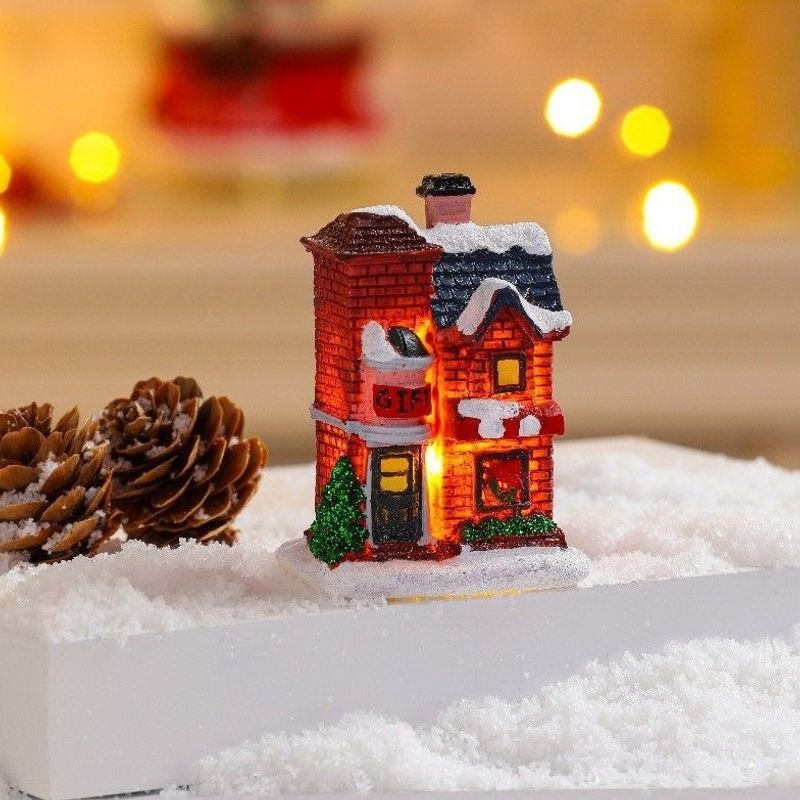Christmas micro landscape mini luminous small house tabletop ornament Christmas tree ornament children's small gift