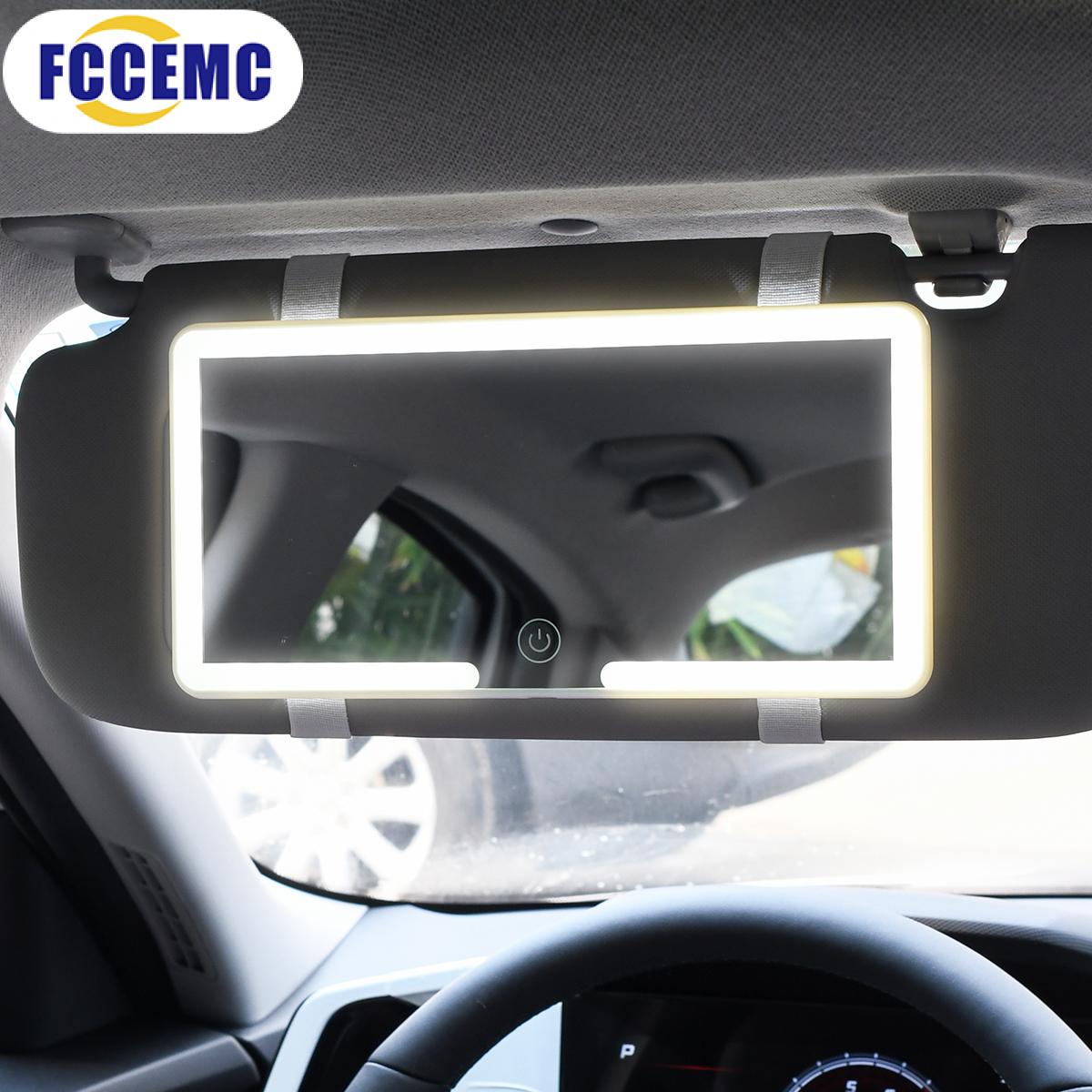 

Fccemc Car Sun Visor Makeup Mirror LED Touch Screen Adjustable Brightness Auto Interior Makeup HD Mirror Charging Vanity Mirror белый