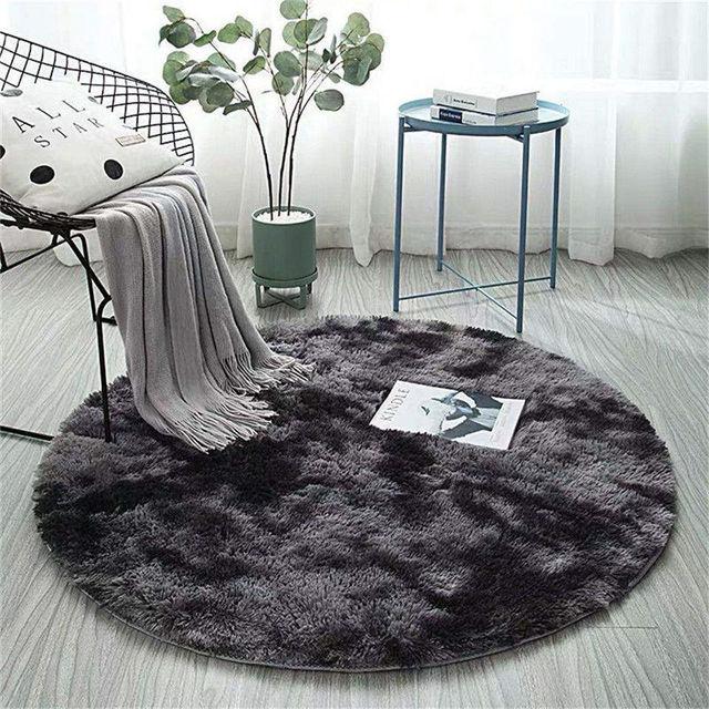 Nordic Style Round Carpet Living Room Home Rug Decoration Comfortable Soft Color Gradient Versatile Design Non Slip Pad