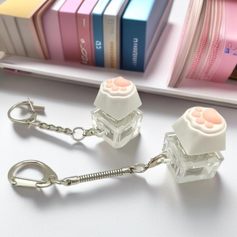 

Toys Fidget LED Keyboard Keychain Crystal Clicker Sensory Toy for Stress Relief Keyboard Keychain Fidget Gadget for Adults Kids