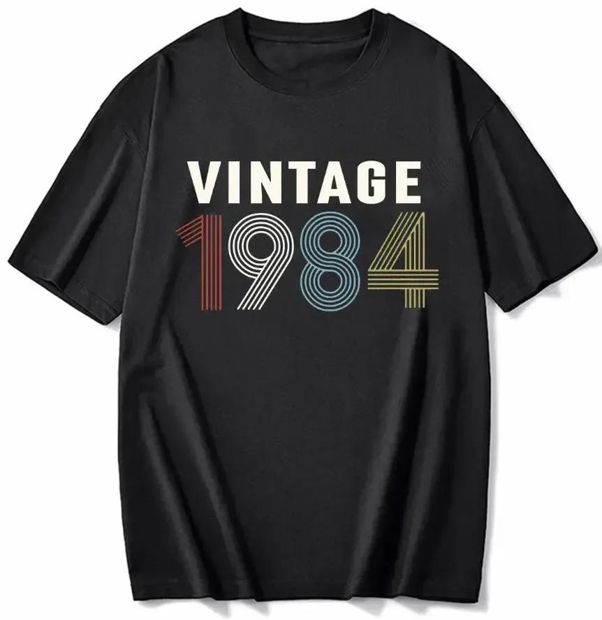 cotton 100% Men's And Women's Birthday Short Sleeve T-Shirt Digital Print 1960-1999 Pattern Congratulating Letter Tee Birthday