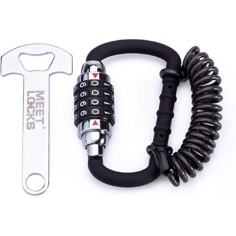 

Тросовый замок для мотоциклетного шлема с Т-образной планкой, 4-значный сбрасываемый велосипедный замок, комбинированный велосипедный замок, тросик Caribeaner Lock, велосипедный замок, противоугонный замок Etronic