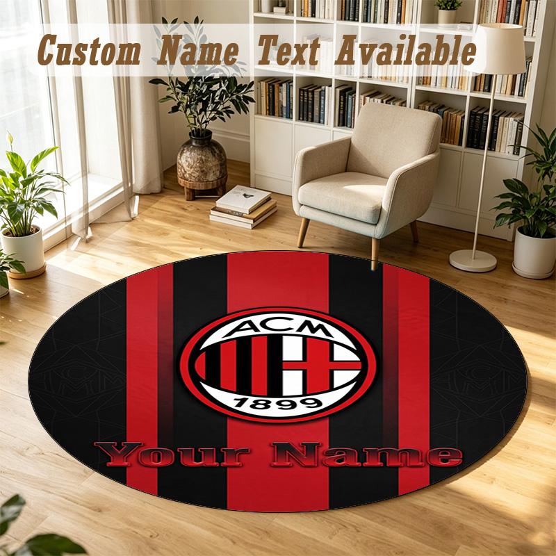 Round Rug Custom NameAC Milan Pattern Non Slip Carpet Home Floor Decor