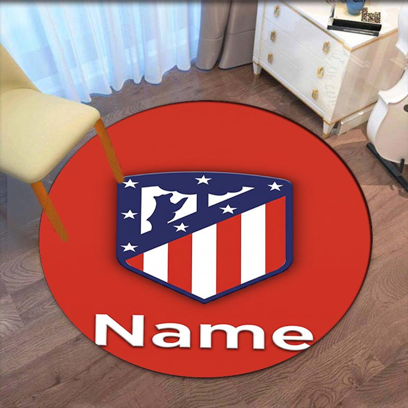 Custom Name Atlético Madrid Printed Round Rug Carpet Chair Rug Area Rug Entryway Doormats,for Office Chair Living Room Bedroom Kitchen Room.