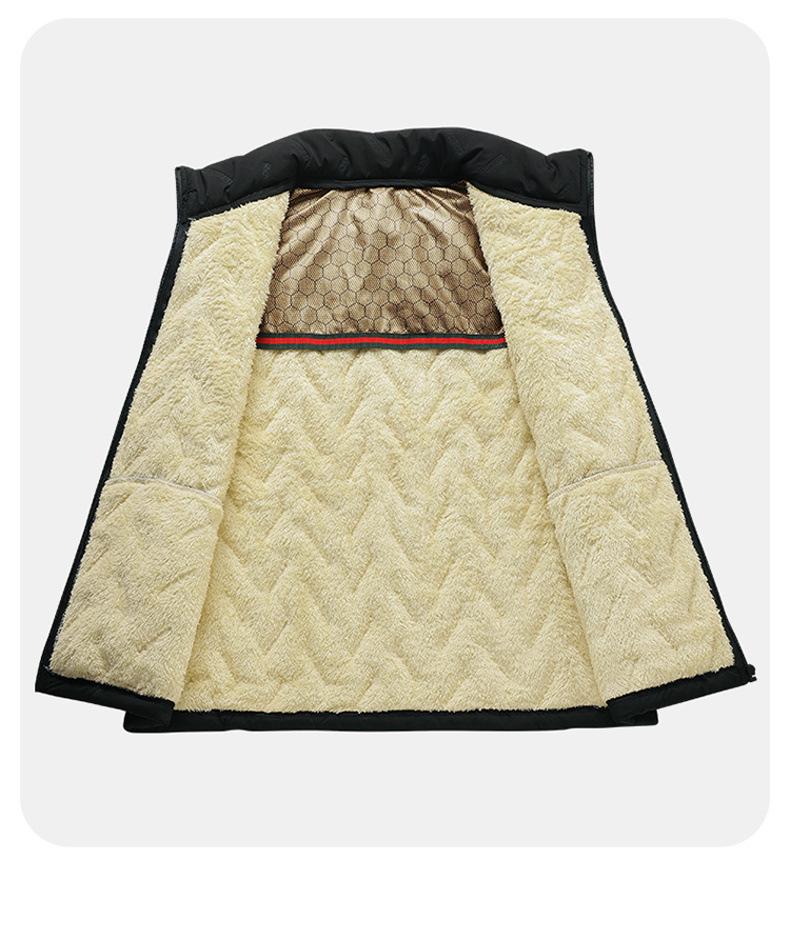 Męska kamizelka z jagnięcej skóry, ocieplana bawełną - Ciepły jesienno-zimowy bezrękawnik casualowy