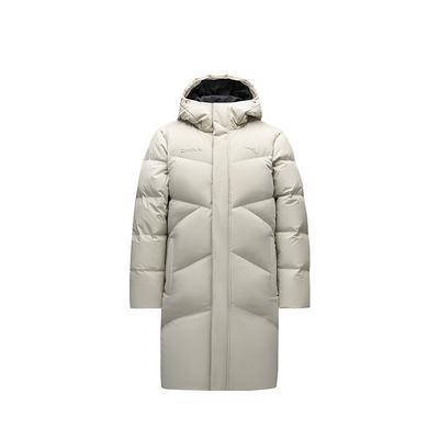 Solid Color Zipper Hooded Long Sleeve Down Jacket Unisex Outerwear Qingluan-Gray 172517902-2