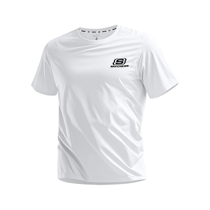 Skechers Fashionable Versatile Round Neck Breathable Short Sleeve T-Shirt Unisex Tops Bright-White L225U071-0019 S